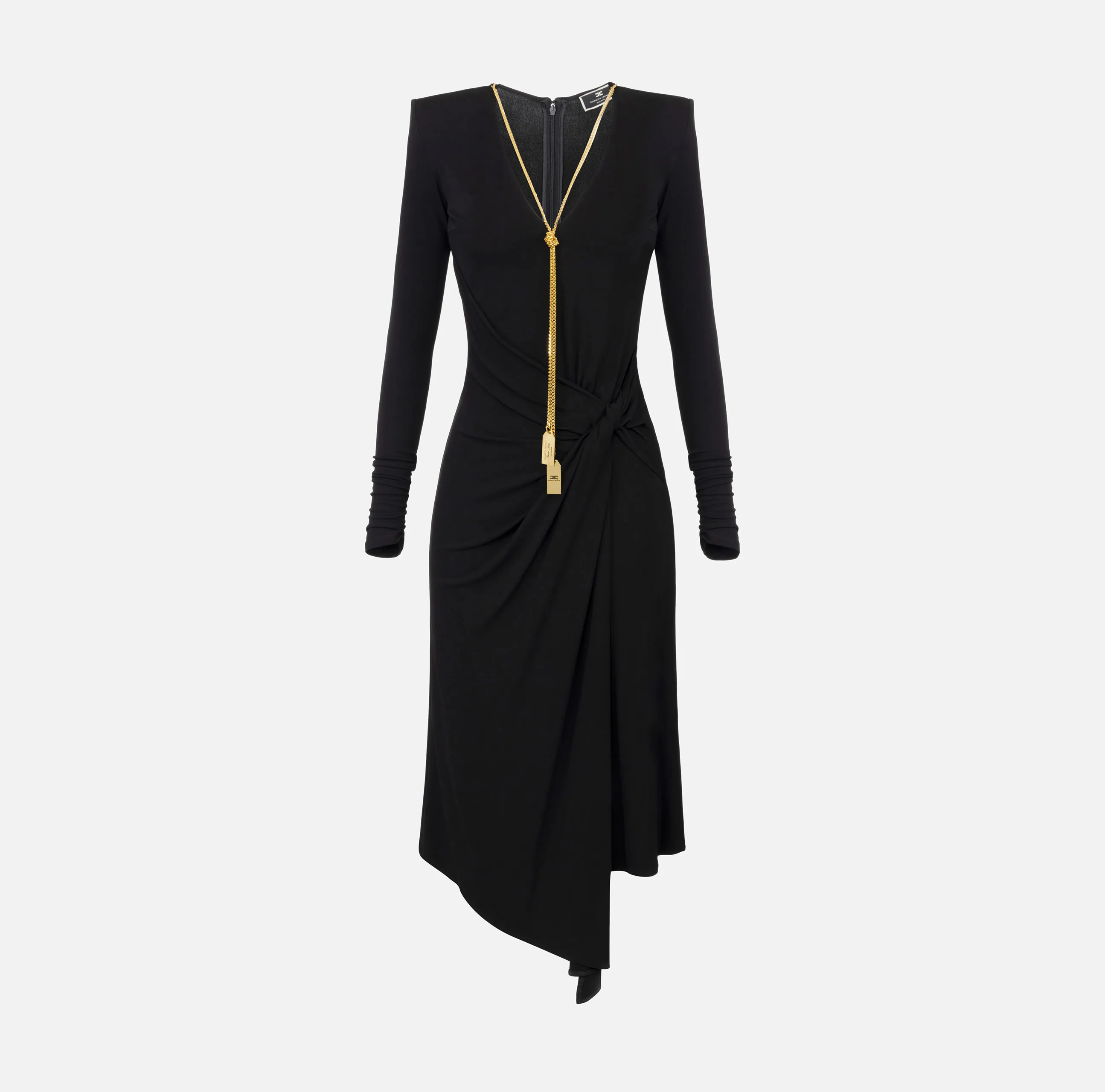 Abito midi in jersey drappeggiato con collana