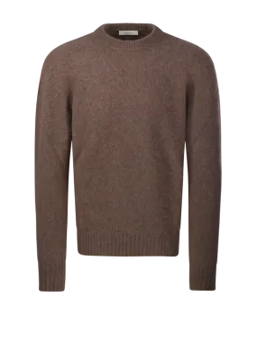  ALTEA  MEN ALTEA BROWN VIRGIN WOOL SWEATER 