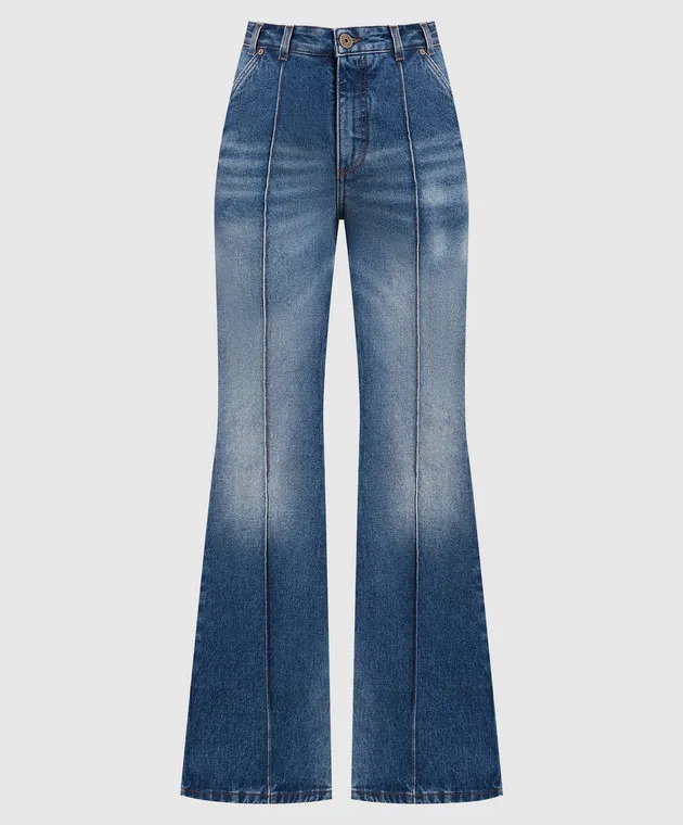 Balmain Jeans blu a zampa con effetto used BF1MJ075DD64