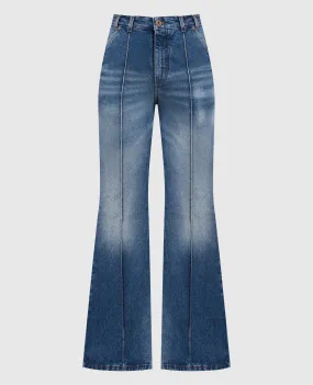 Balmain Jeans blu a zampa con effetto used BF1MJ075DD64