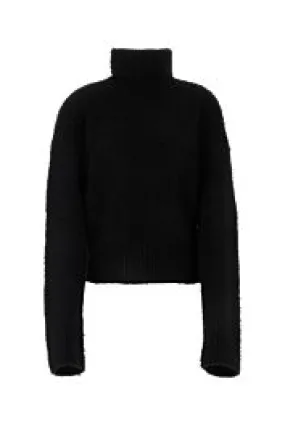 Black stretch wool blend sweater    