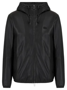 Blouson full zip con cappuccio in nappa di agnello semianilina