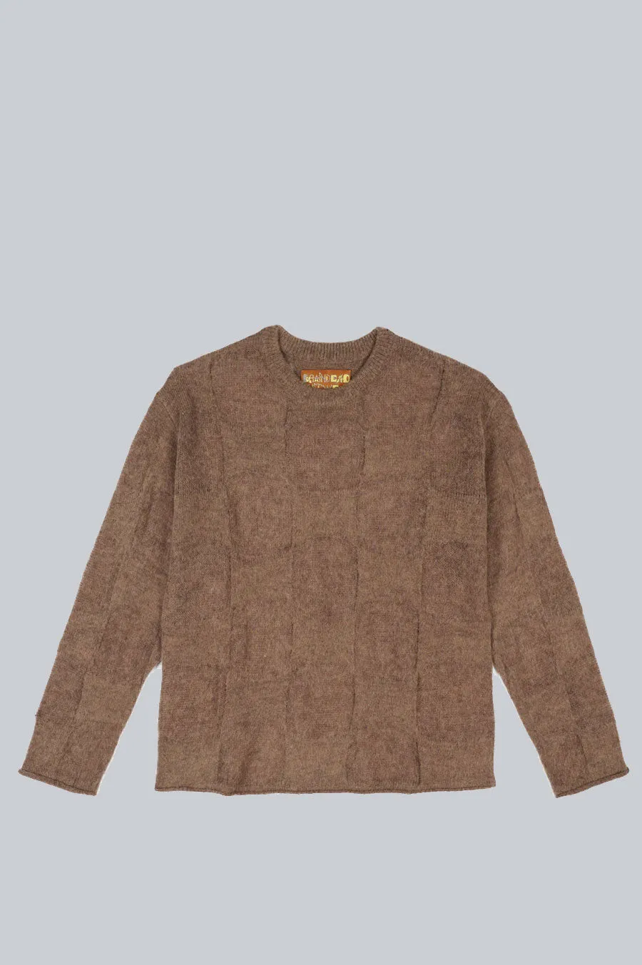 BRAIN DEAD FUZZY THREADBARE WARPED CHECK SWEATER BROWN