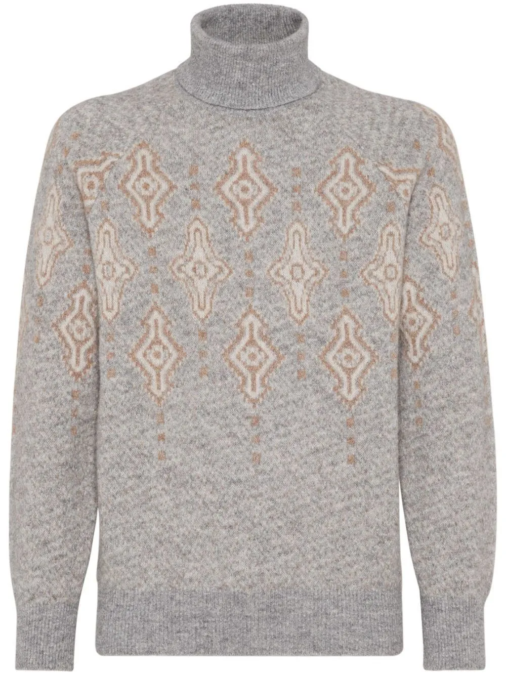   Brunello Cucinelli  GEOMETRIC MOTIF TURTLENECK SWEATER  