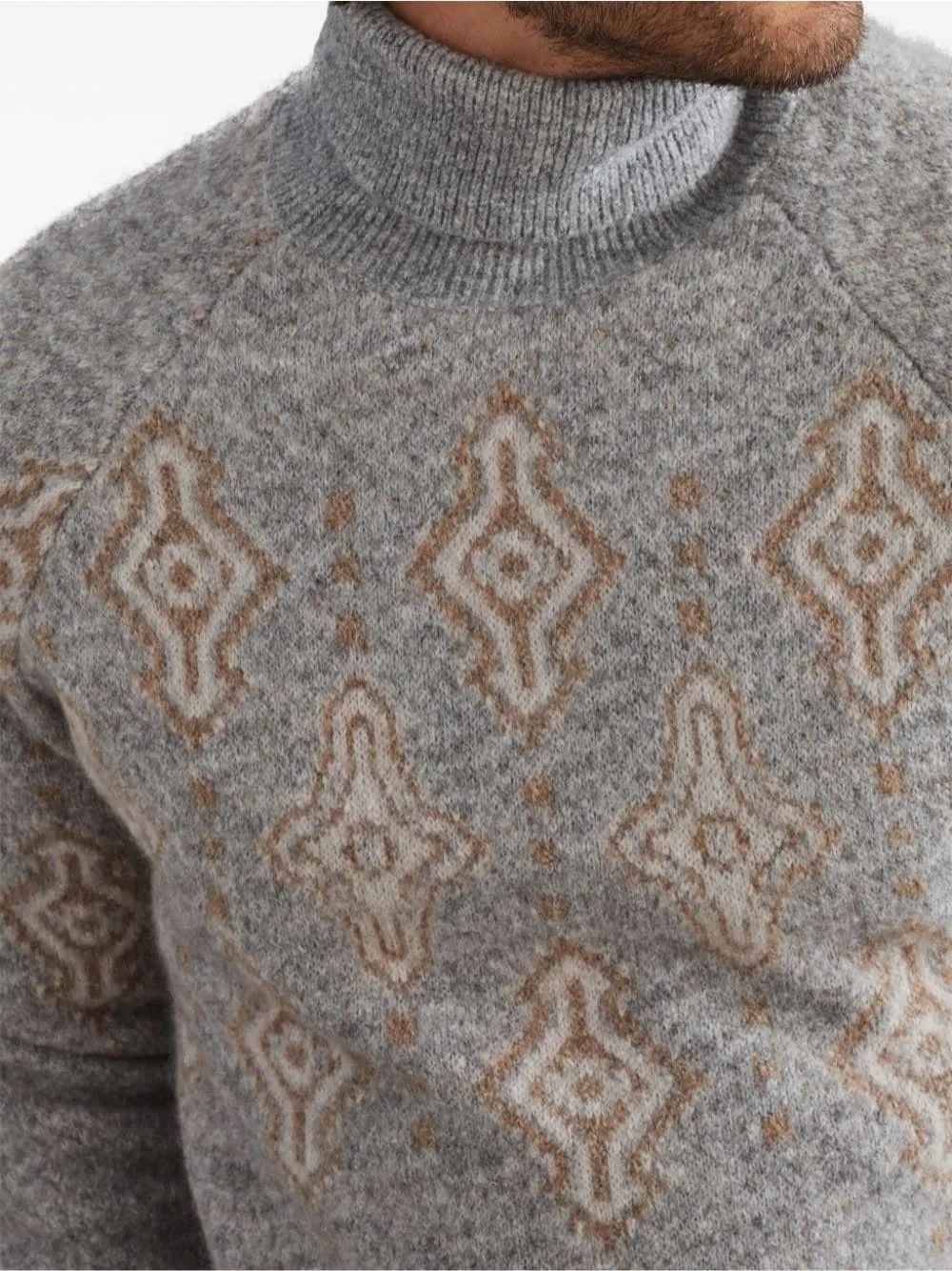   Brunello Cucinelli  GEOMETRIC MOTIF TURTLENECK SWEATER  