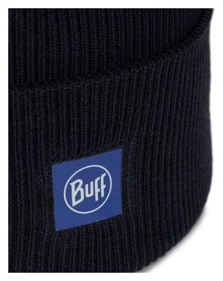 Buff Crossknit Unisex Beanie Dark Blue