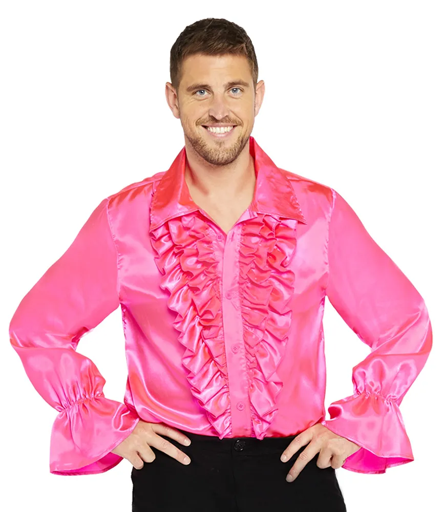 Camicia con volant in rosa per uomo