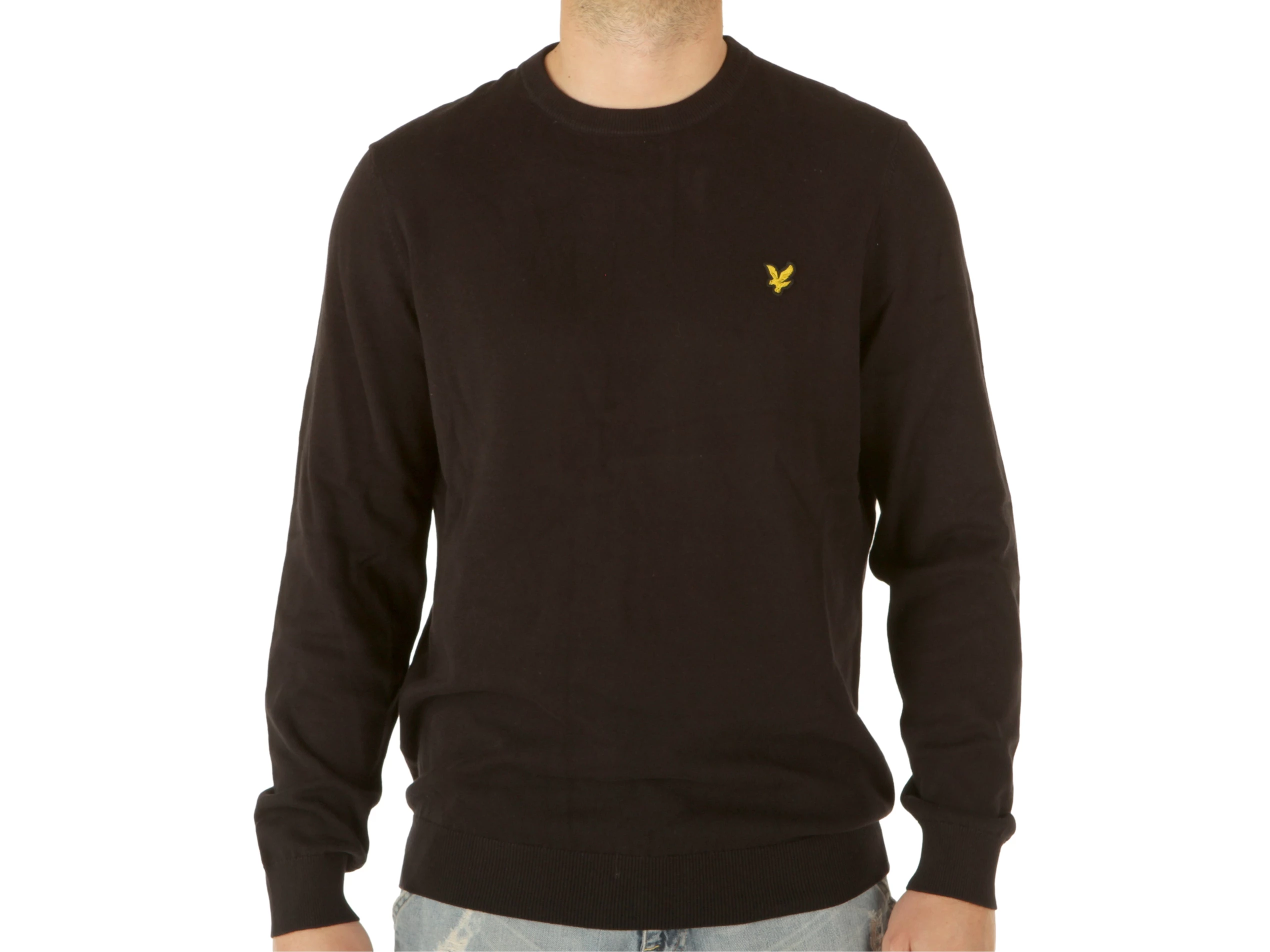 Crew Neck Cotton Jumper Jet Black