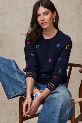 Crew Neck Long Sleeve Embroidered Jumper    