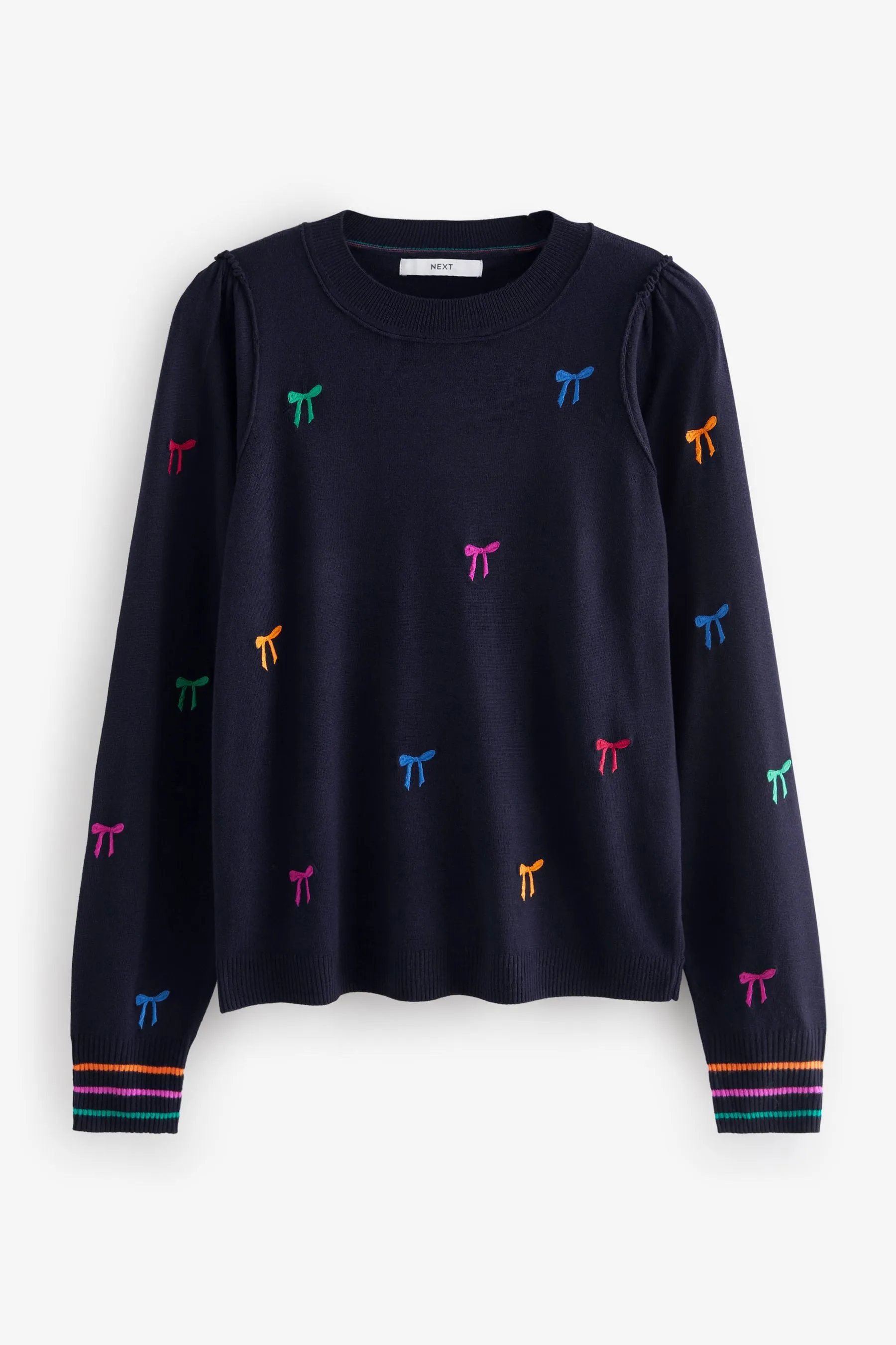 Crew Neck Long Sleeve Embroidered Jumper    