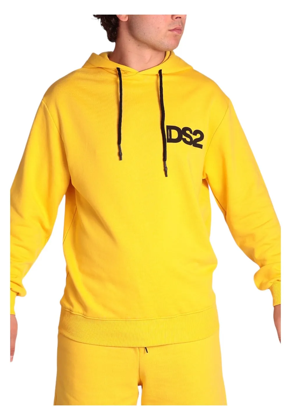 Drop Season 2 Uomo Felpa Pullover con Cappuccio SS24227-GIALLO Giallo