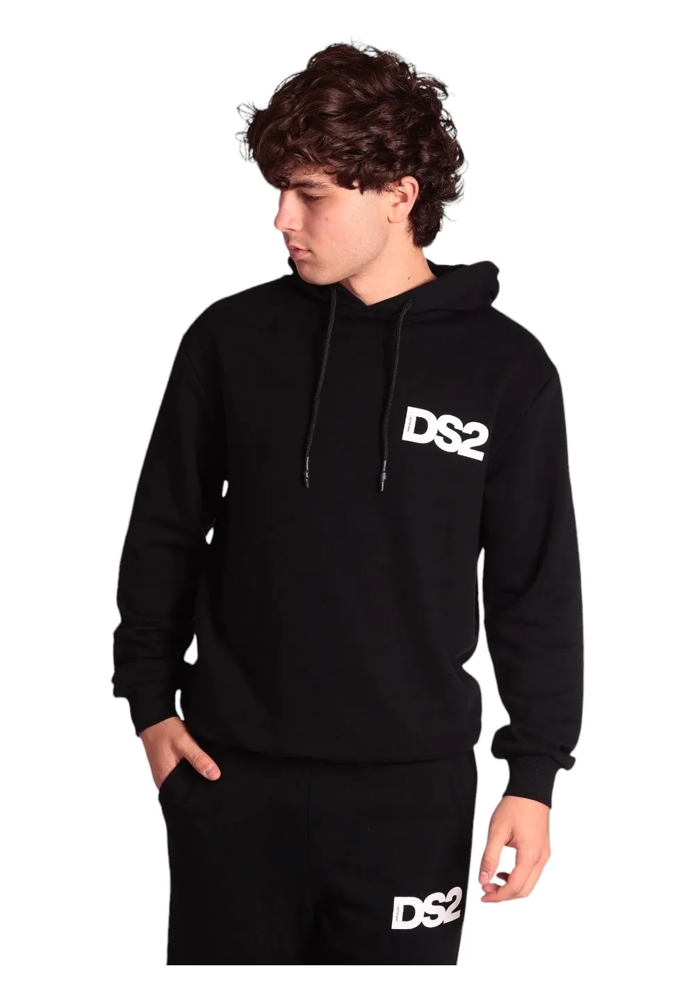 Drop Season 2 Uomo Felpa Pullover con Cappuccio SS24227-NERO Nero