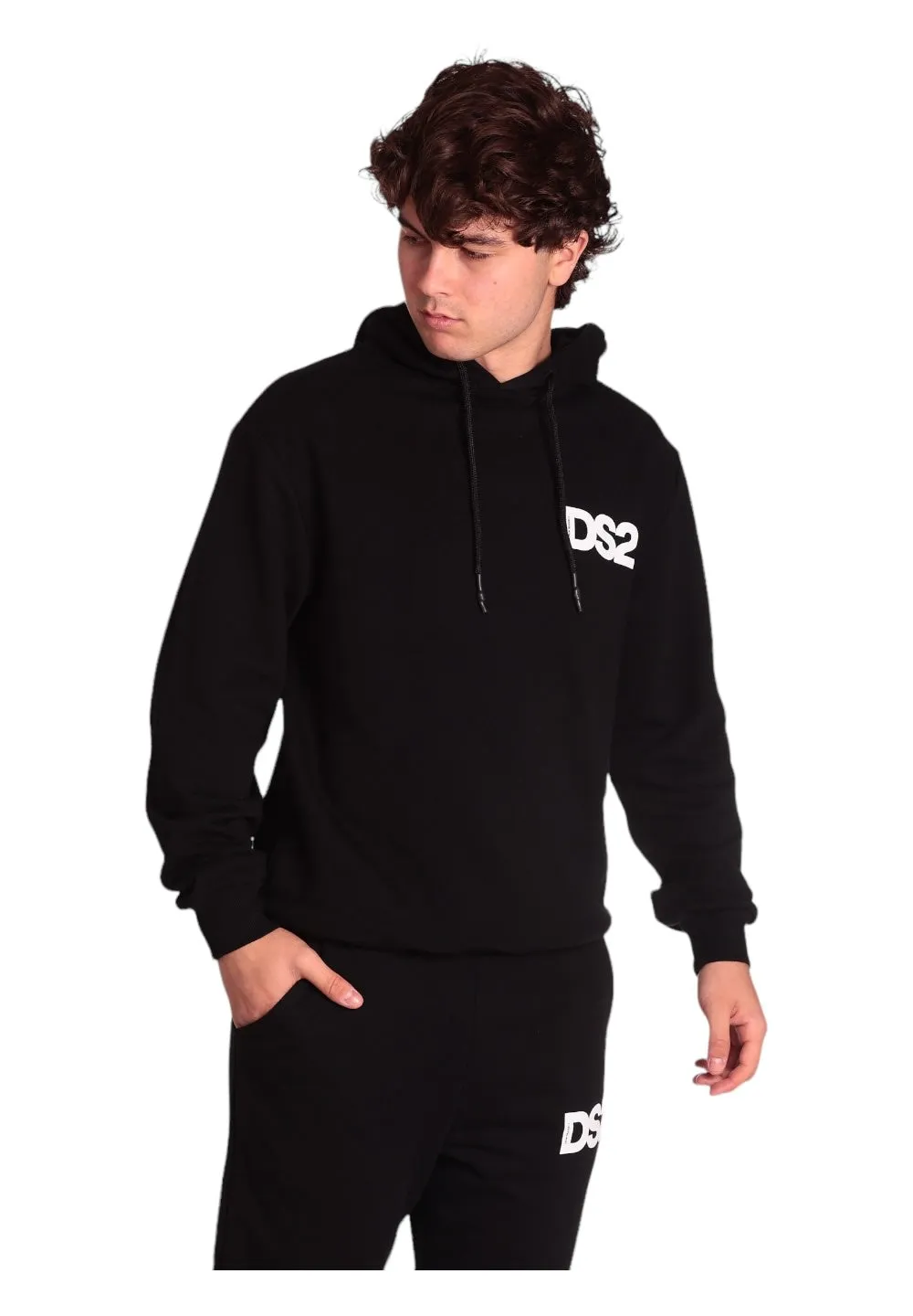 Drop Season 2 Uomo Felpa Pullover con Cappuccio SS24227-NERO Nero