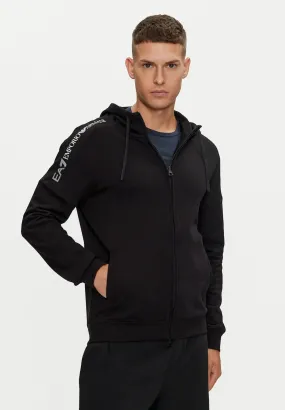 EA7 Emporio Armani Uomo Felpa Full-Zip con Cappuccio 6DPM12PJOGZ1200 Nero