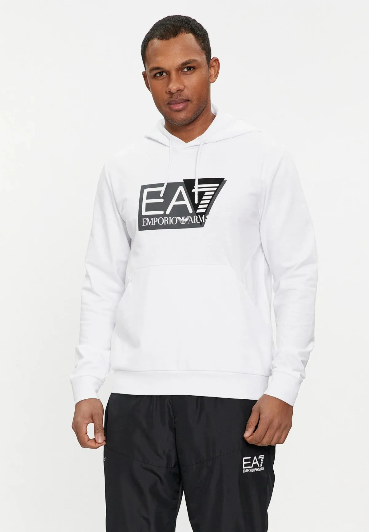 EA7 Emporio Armani Uomo Felpa Pullover con Cappuccio 3DPM62PJ05Z1100 Bianco