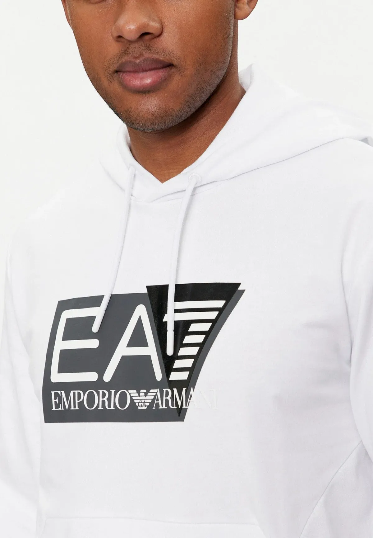 EA7 Emporio Armani Uomo Felpa Pullover con Cappuccio 3DPM62PJ05Z1100 Bianco