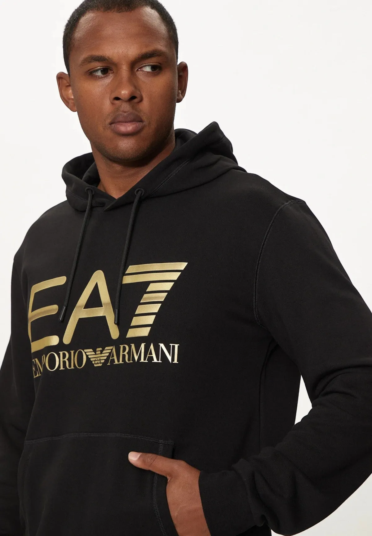 EA7 Emporio Armani Uomo Felpa Pullover con Cappuccio 6DPM16PJSHZ1200 Nero