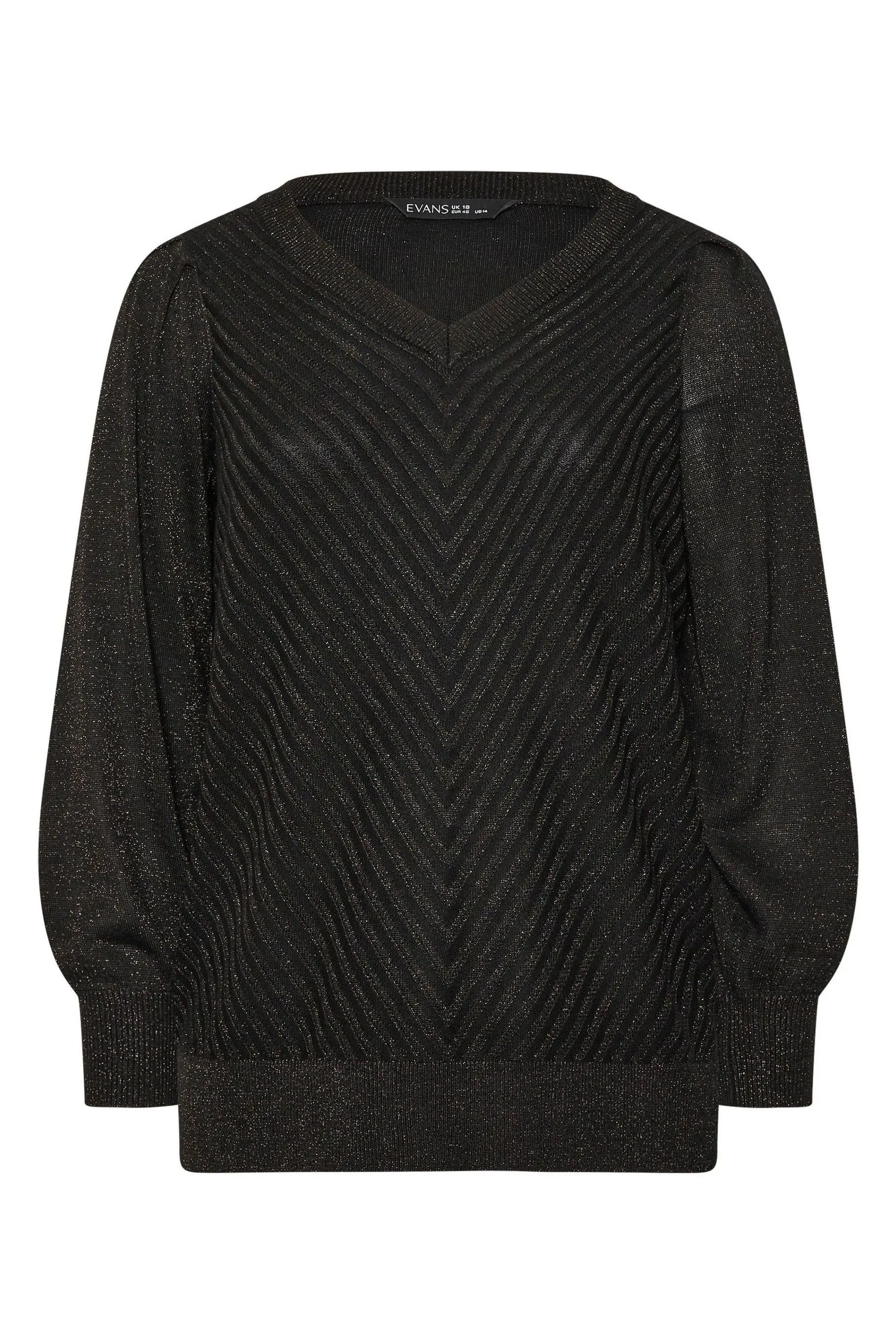 Evans V-Neck Chevron Metallic Jumper    