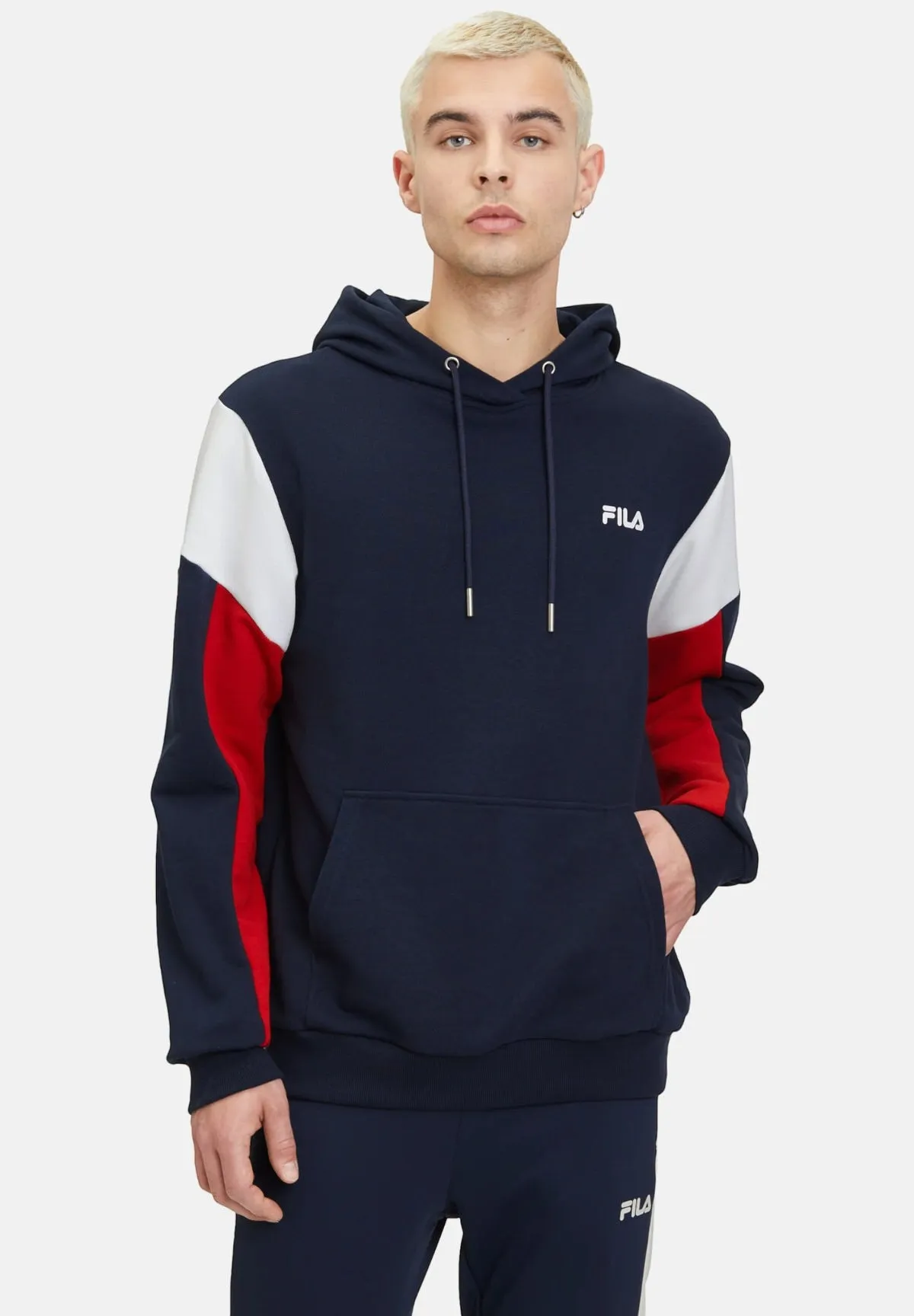 Fila Uomo Felpa Pullover con Cappuccio FAM0622-53028 Blu