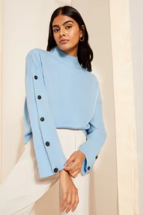 Friends Like These Flute Sleeve Button Collo a imbuto Knit Jumper    