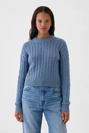 Gap 100% Cotton Cable Knit Crew Neck Cropped Jumper    