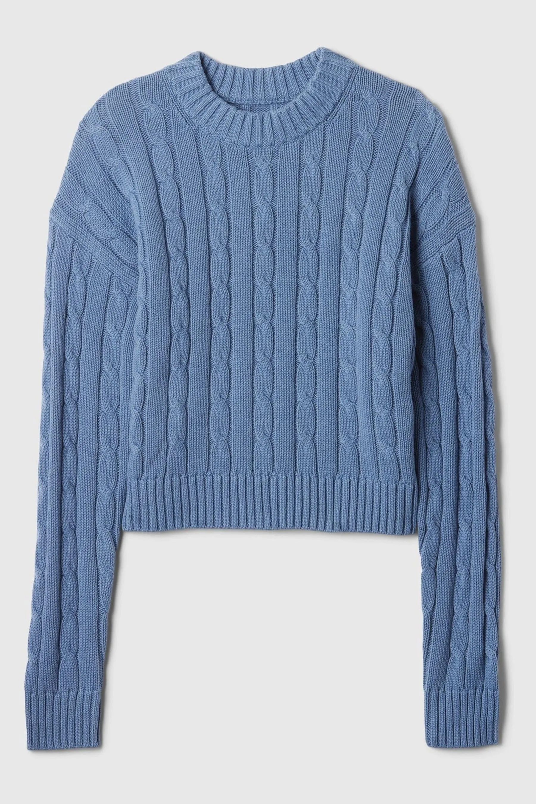 Gap 100% Cotton Cable Knit Crew Neck Cropped Jumper    