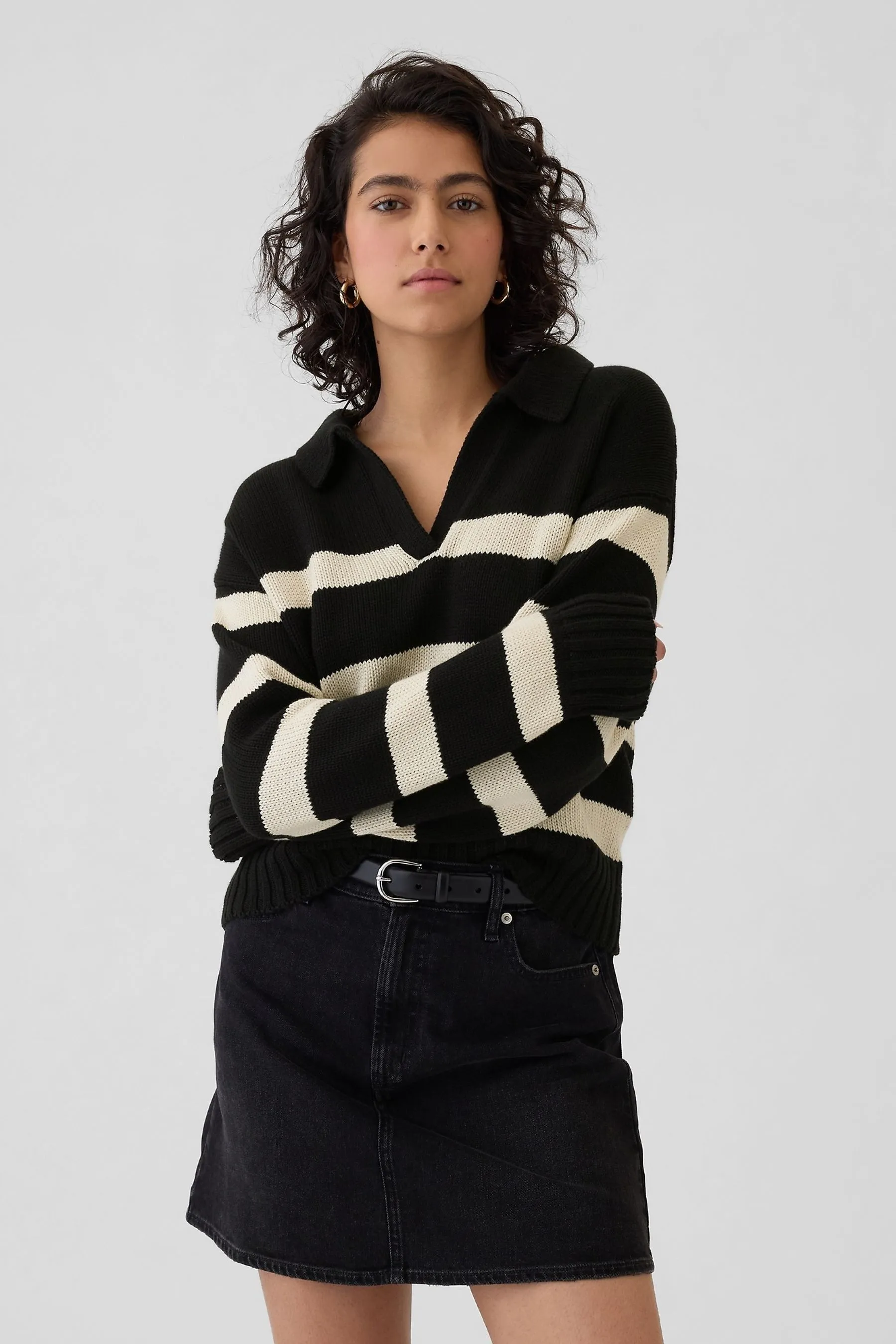 Gap Soft Cotton Shrunken V-Neck Polo Jumper    