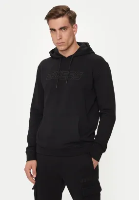 Guess Athleisure Uomo Felpa Pullover con Cappuccio Z4YQ12KAIJ1JBLK Nero