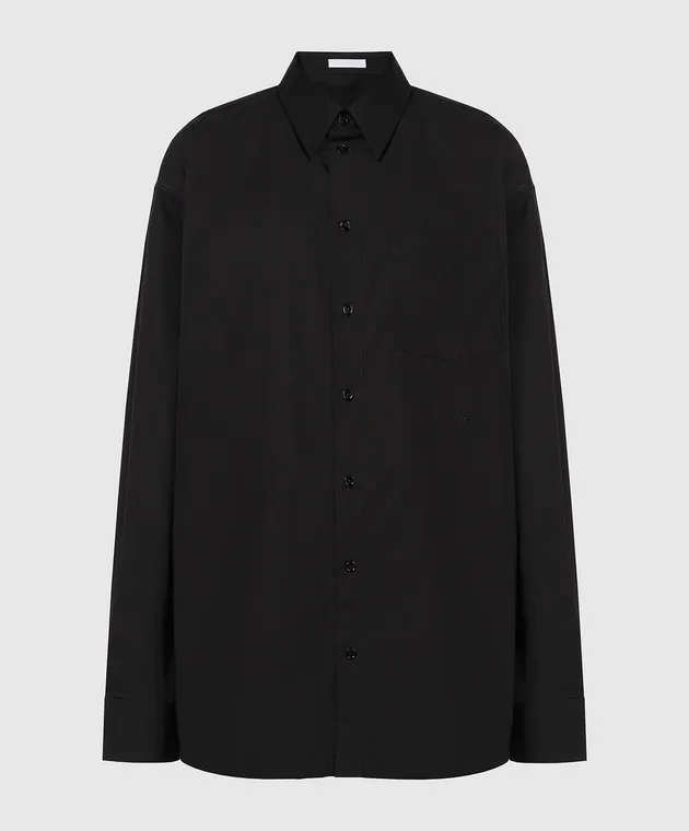 Helmut Lang Camicia nera con ricamo logo monogramma O01HW501