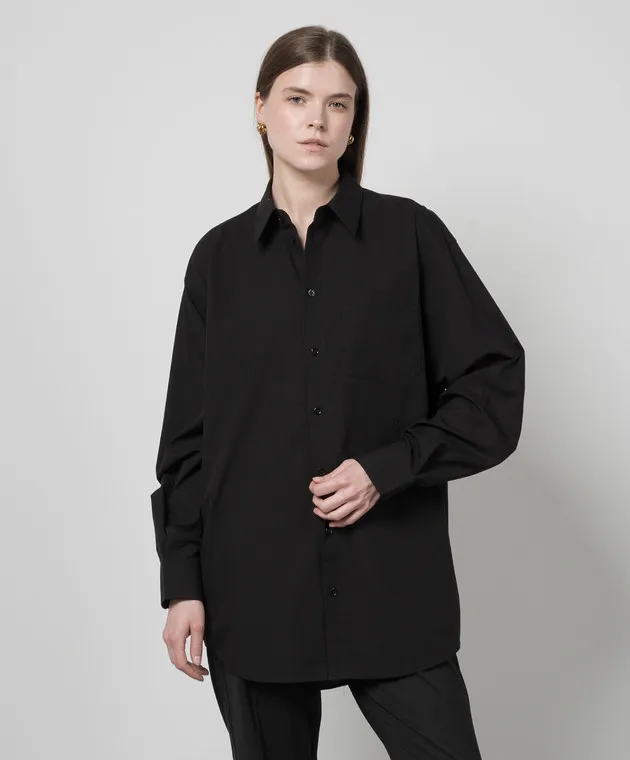 Helmut Lang Camicia nera con ricamo logo monogramma O01HW501