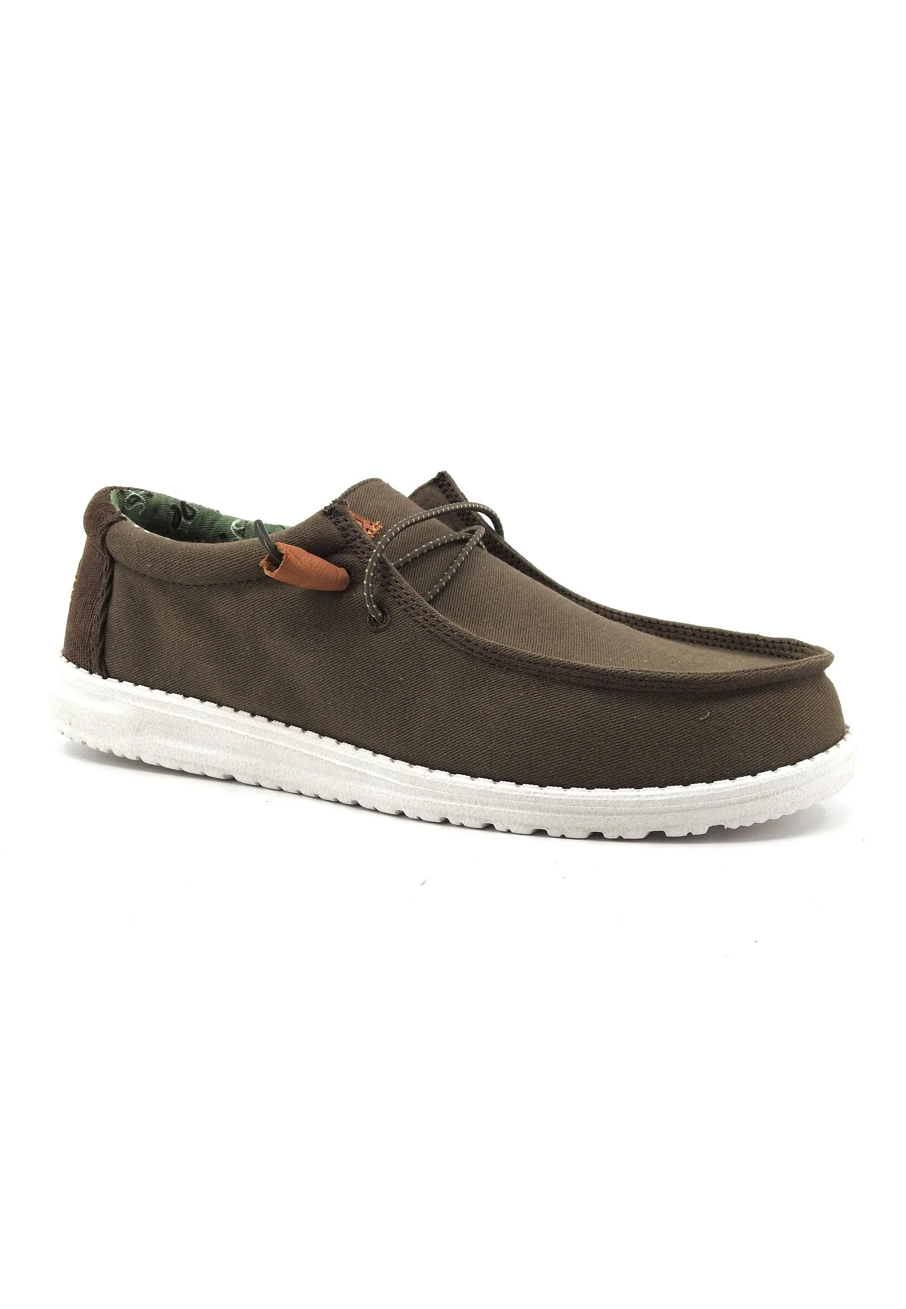 HEY DUDE Wally Sneaker Vela Uomo Olive Marrone 40165-337