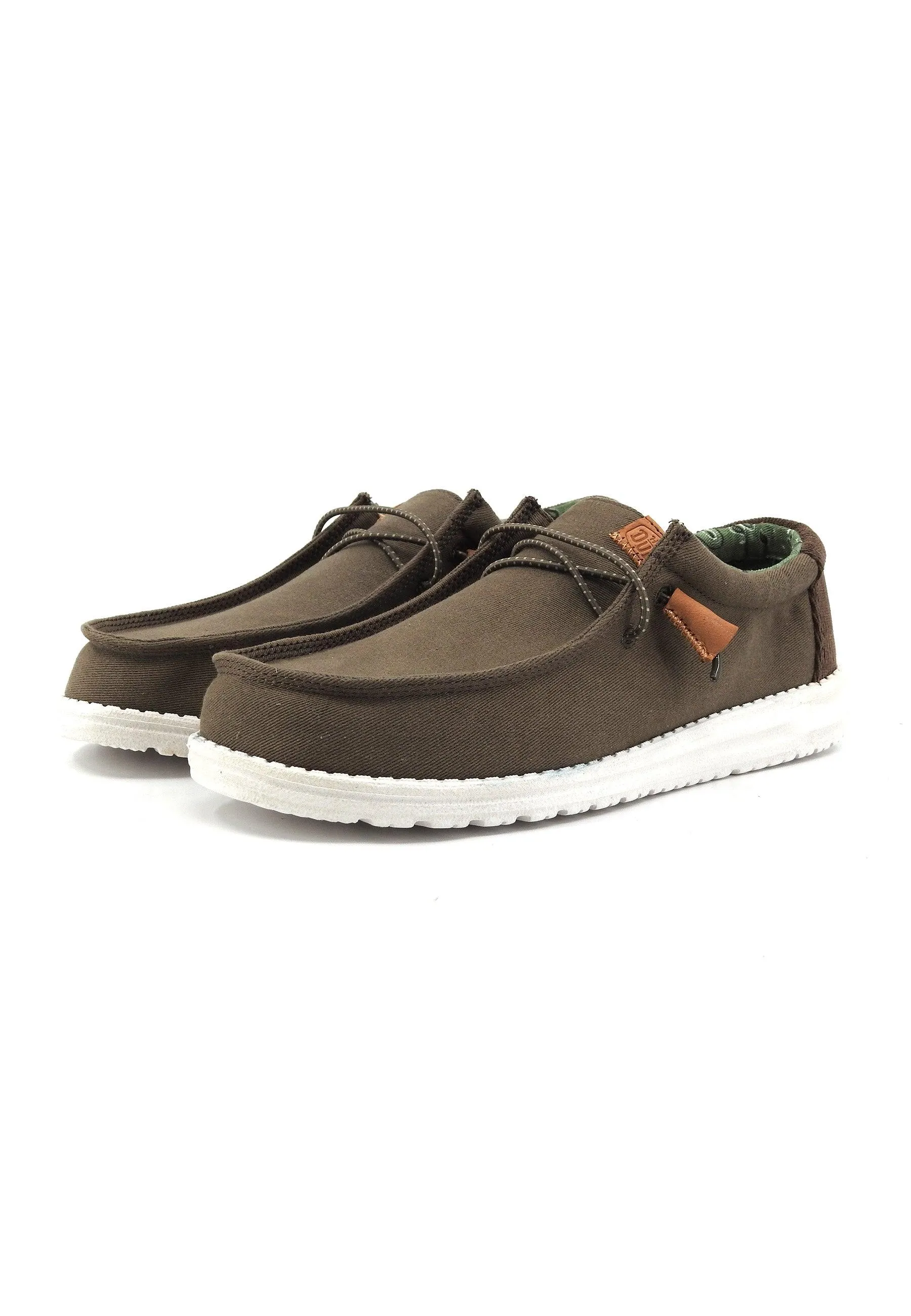 HEY DUDE Wally Sneaker Vela Uomo Olive Marrone 40165-337