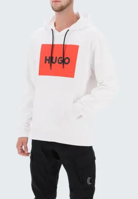 Hugo Uomo Felpa Pullover con Cappuccio 50473168-121 Bianco