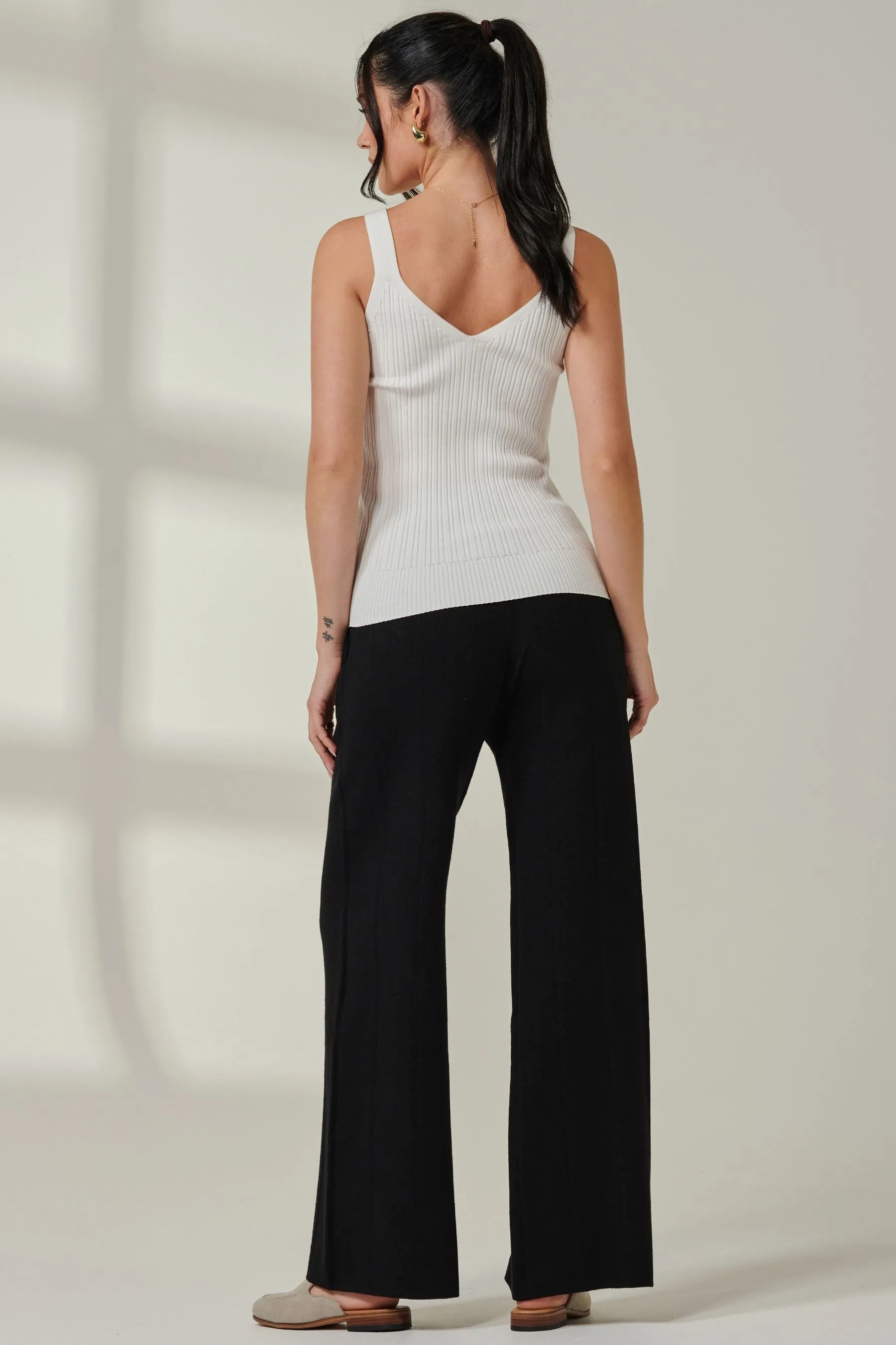 Jolie Moi Ribbed Knit Flared Pants    