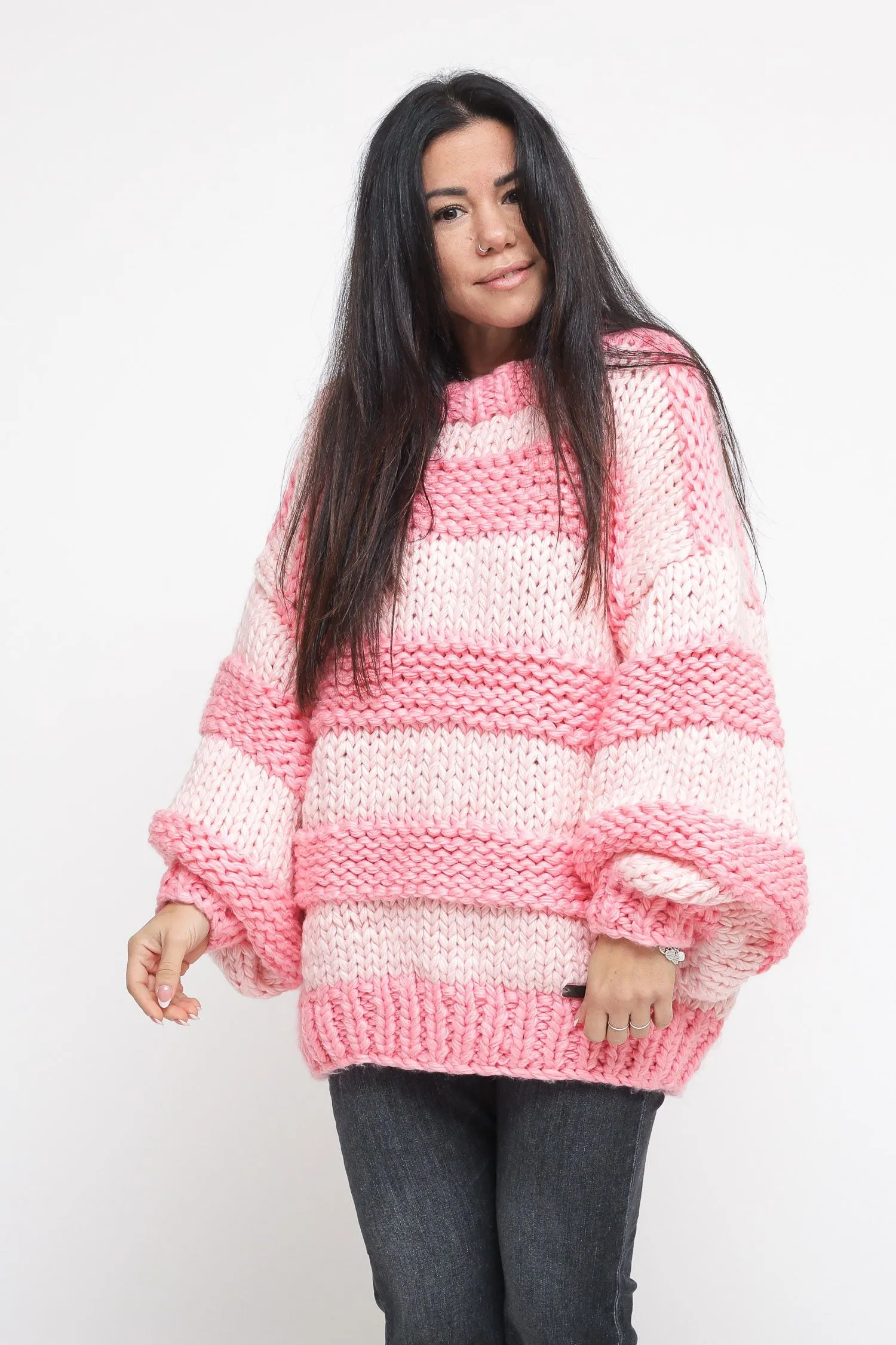 Ladies Jumper - Pink Stripe