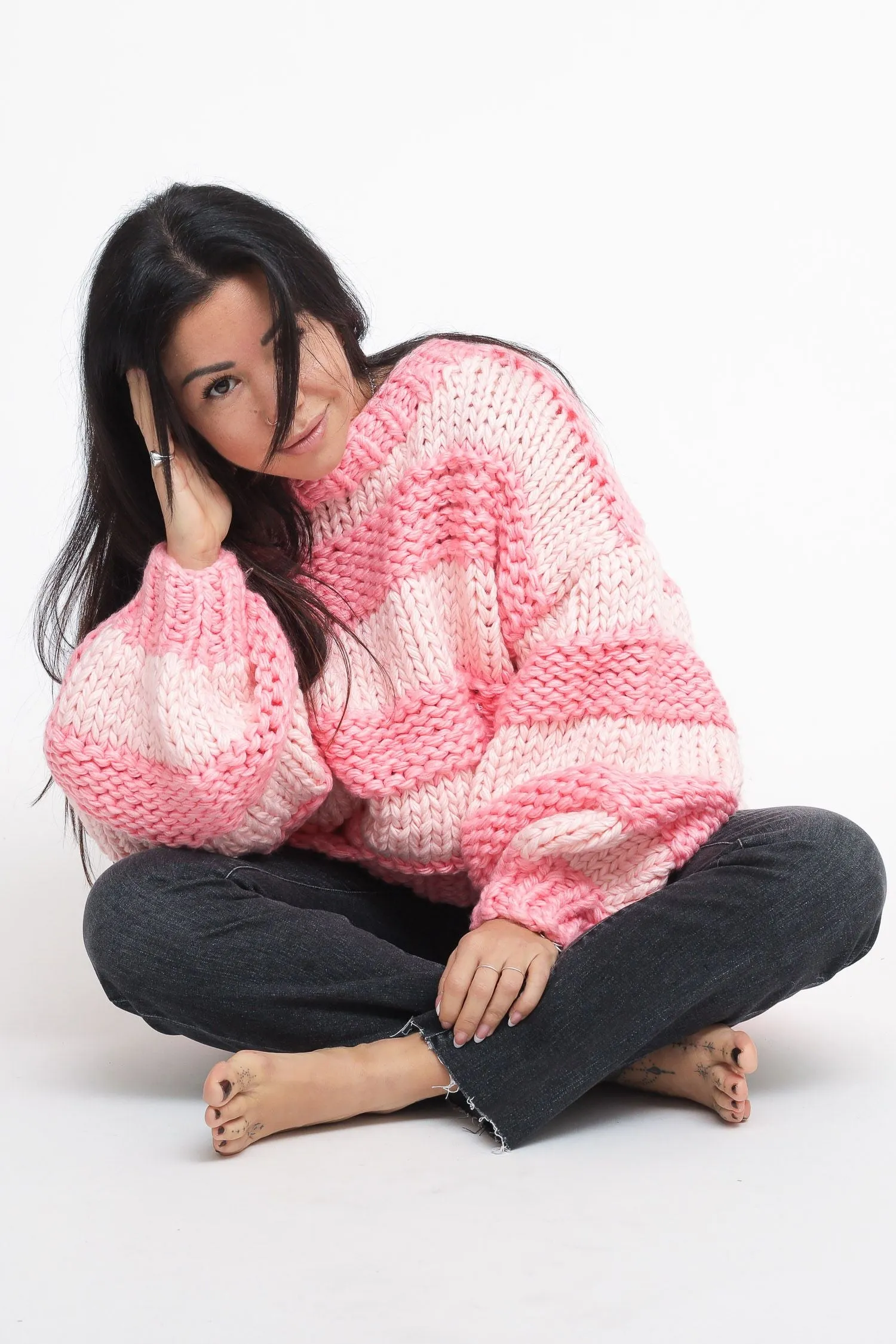 Ladies Jumper - Pink Stripe