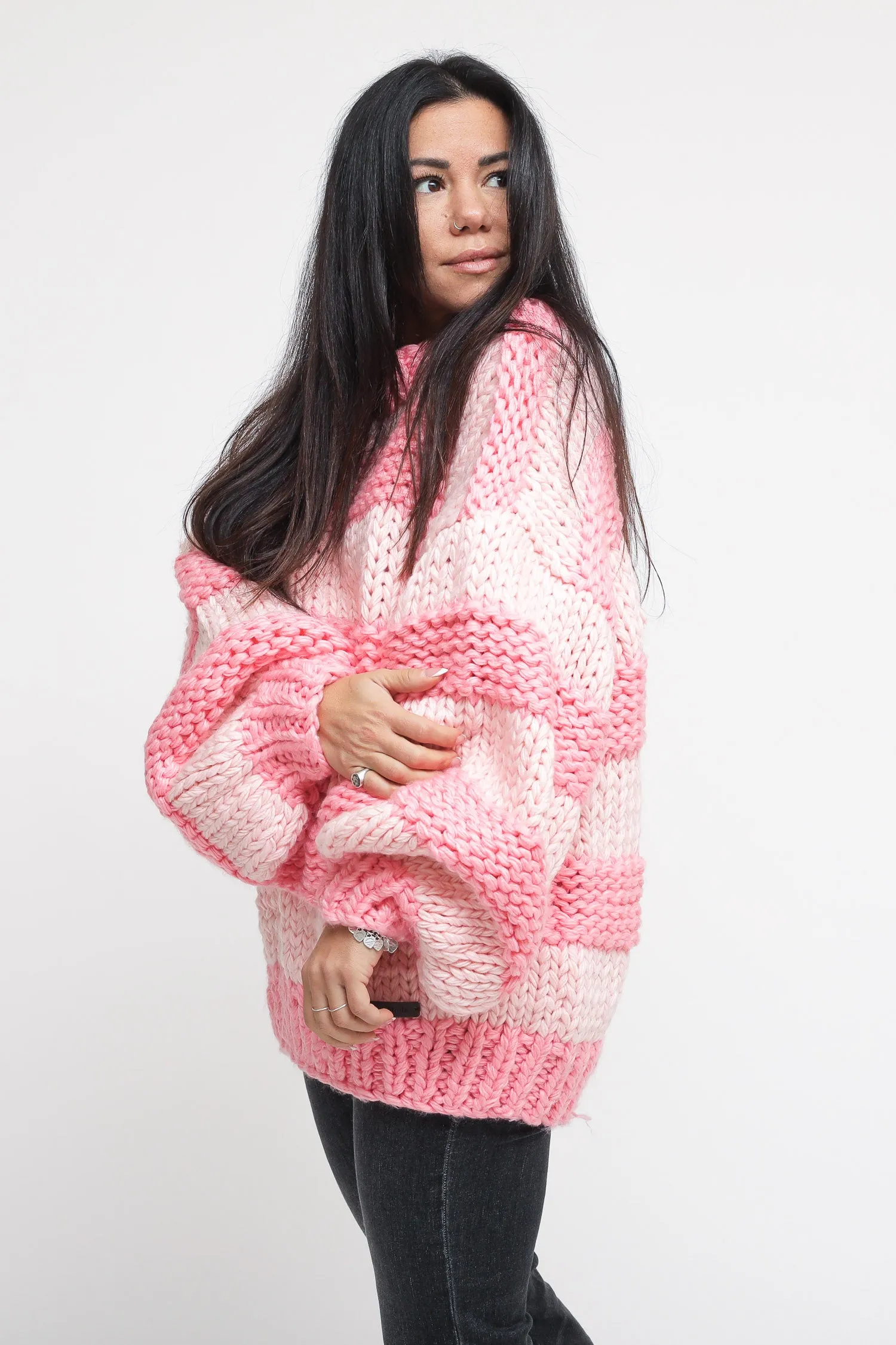 Ladies Jumper - Pink Stripe