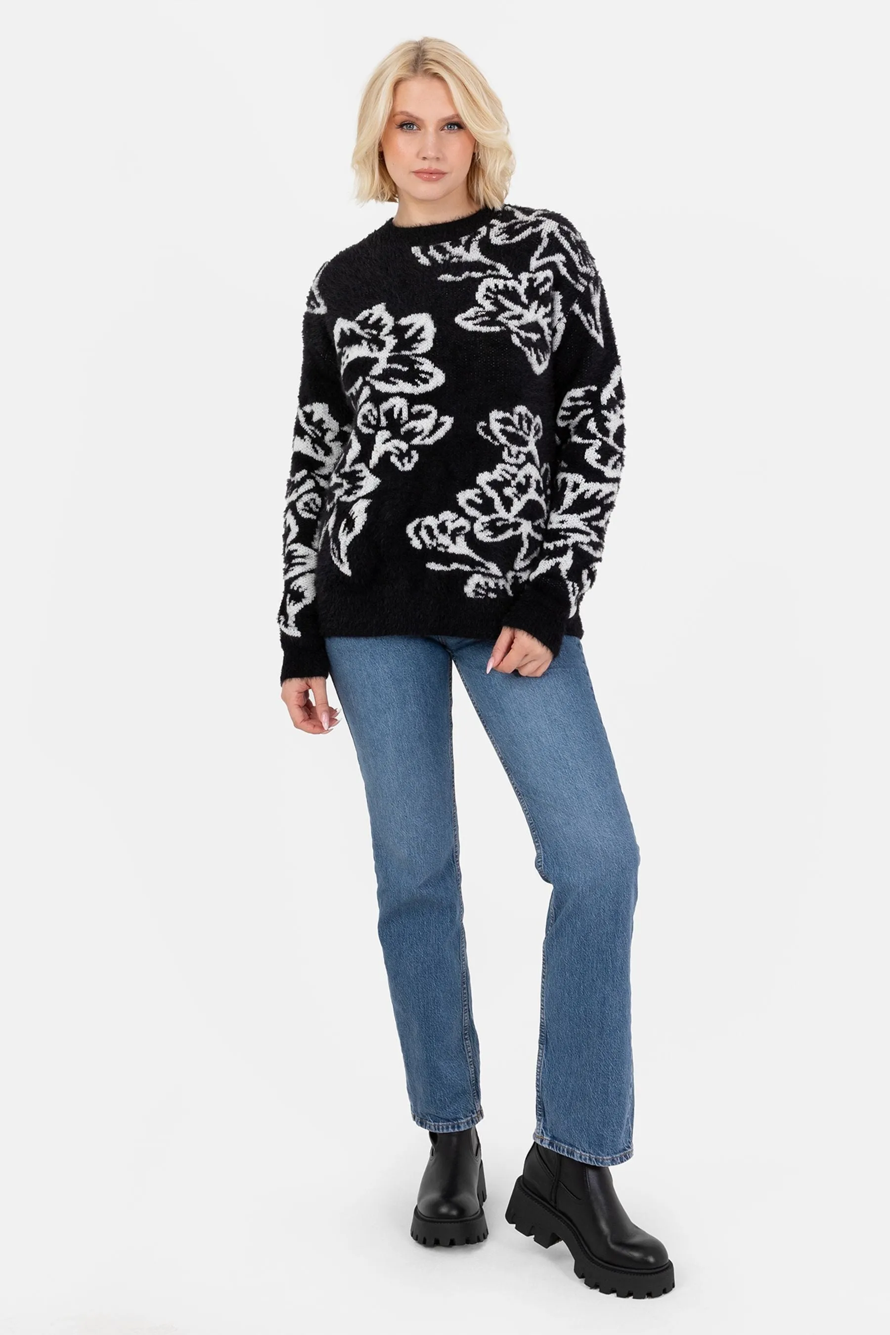 Lovedrobe Floral Jacquard Jumper    