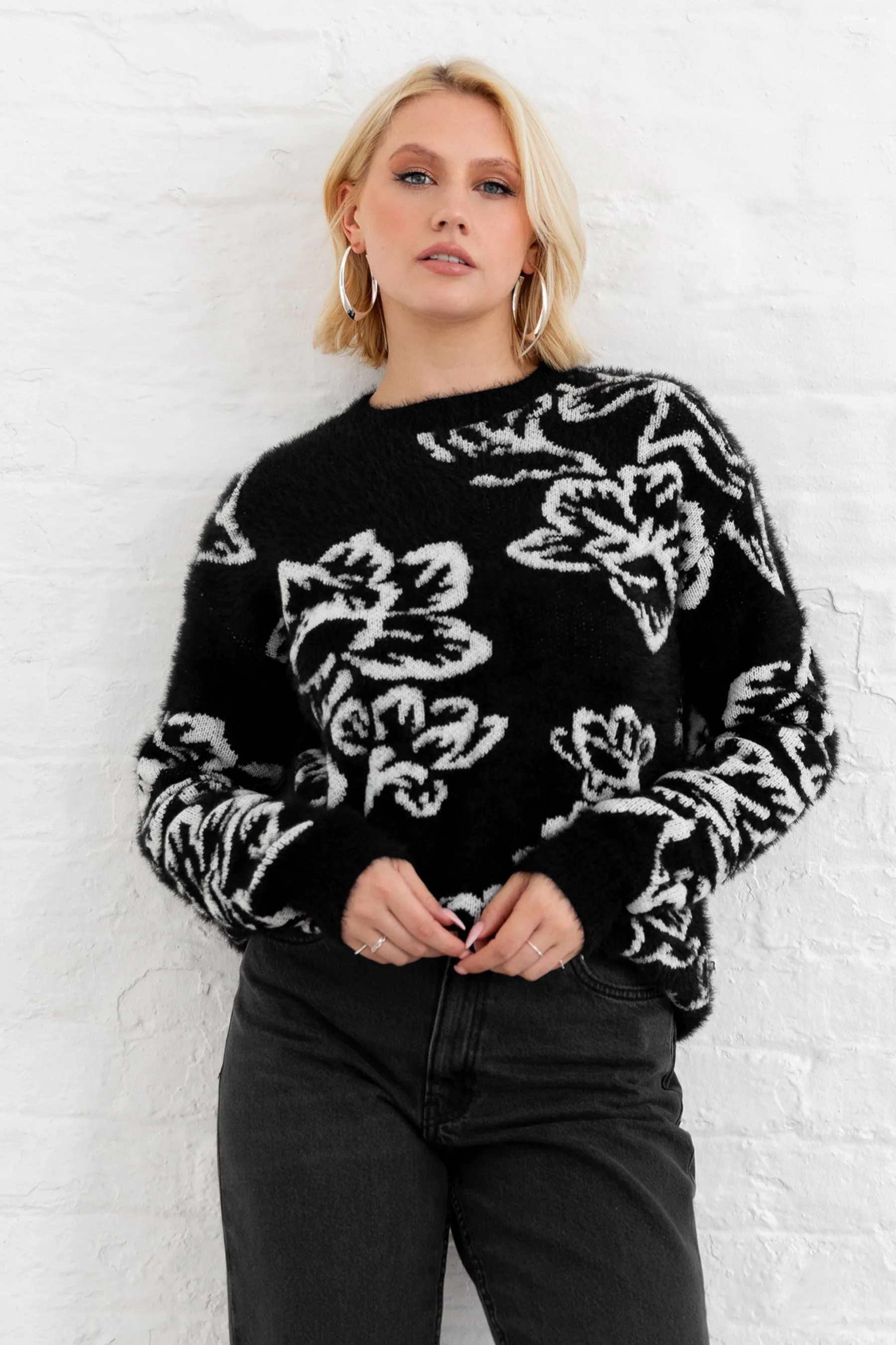 Lovedrobe Floral Jacquard Jumper    