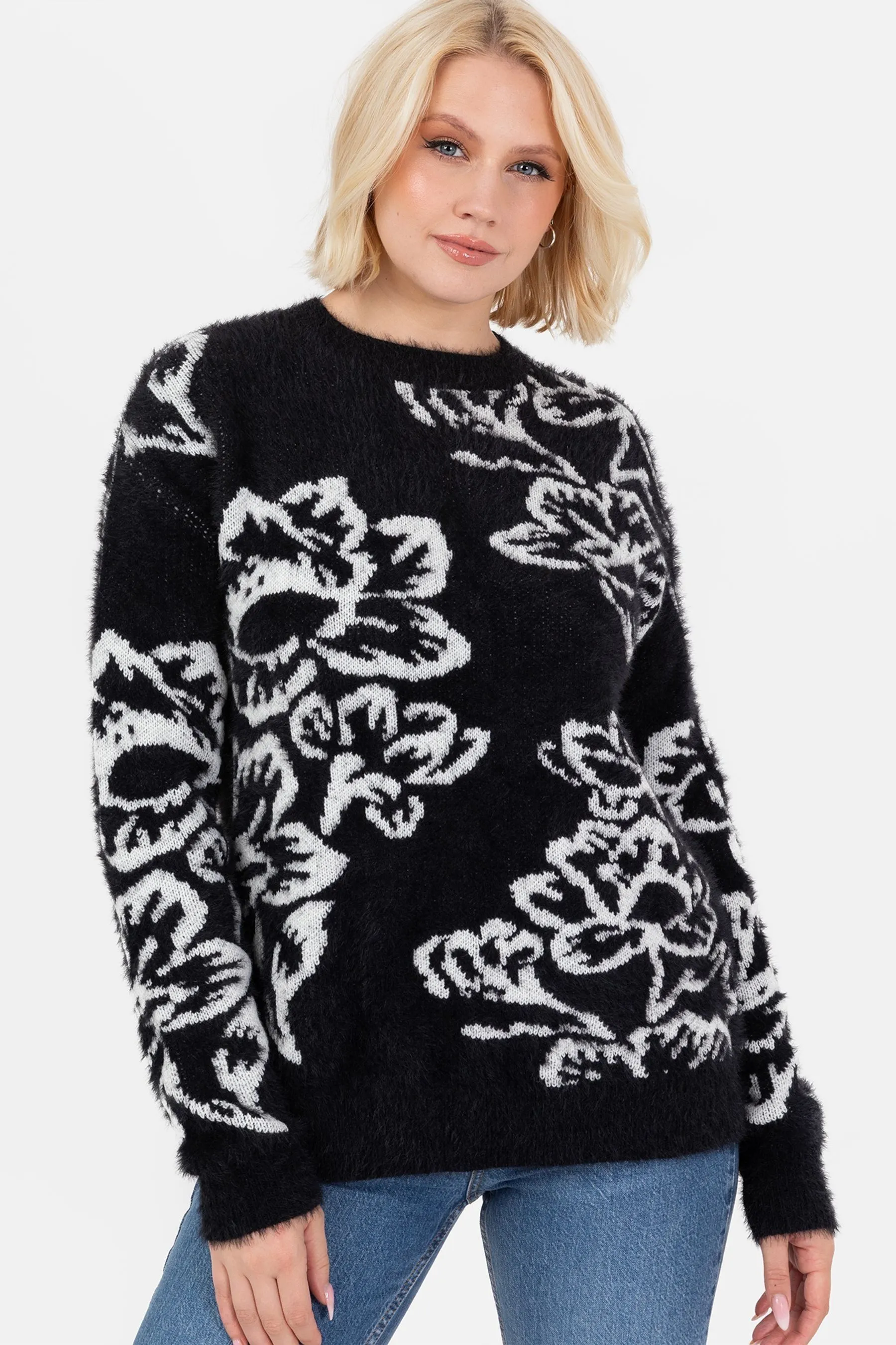 Lovedrobe Floral Jacquard Jumper    