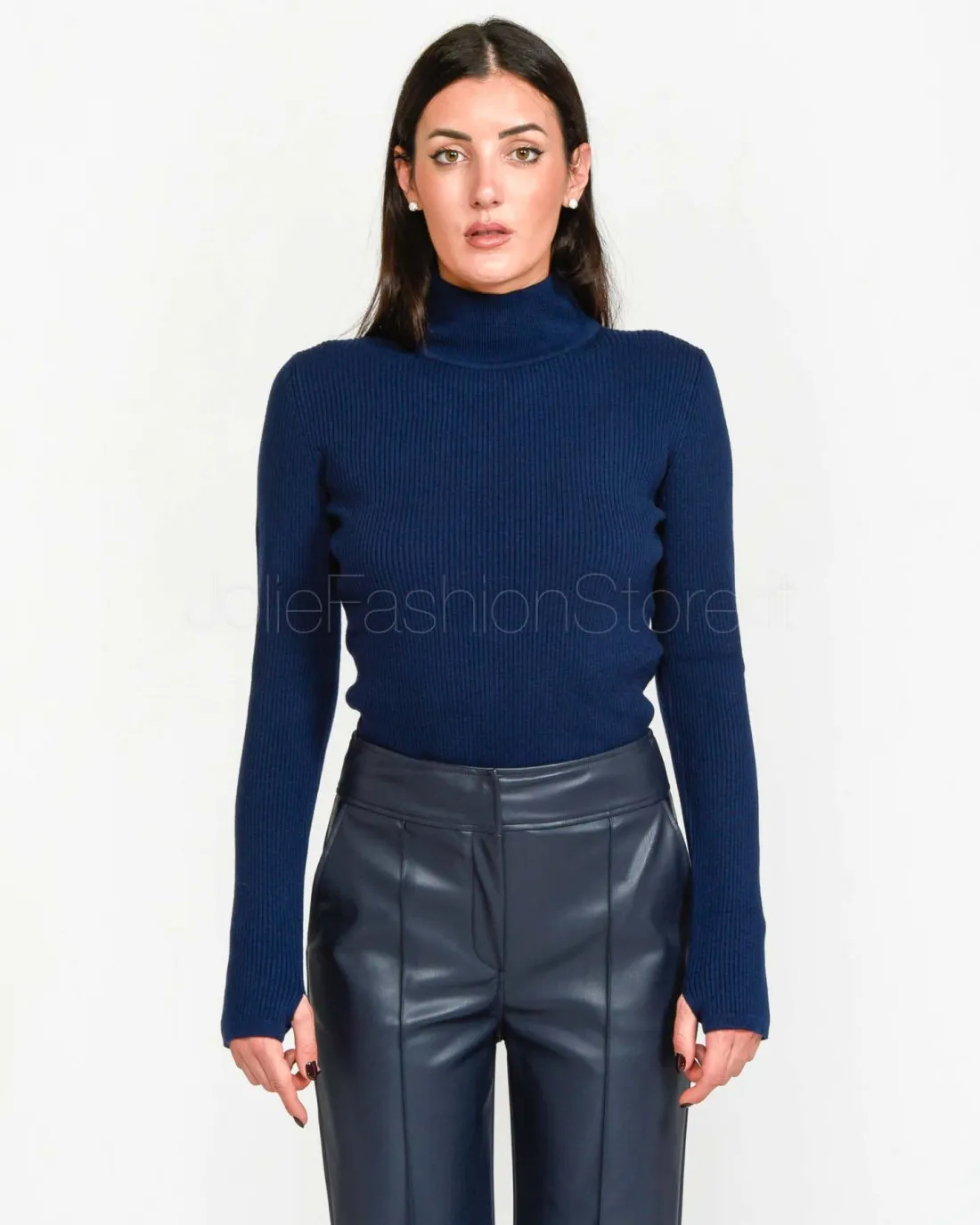 ---------------  ---------------  ---------------  ---------------  --------------Not Shy Ribbed Turtleneck Blue------