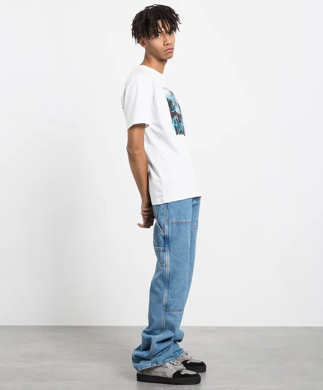 Off-White Jeans blu con patch logo OMYA161F22DEN001