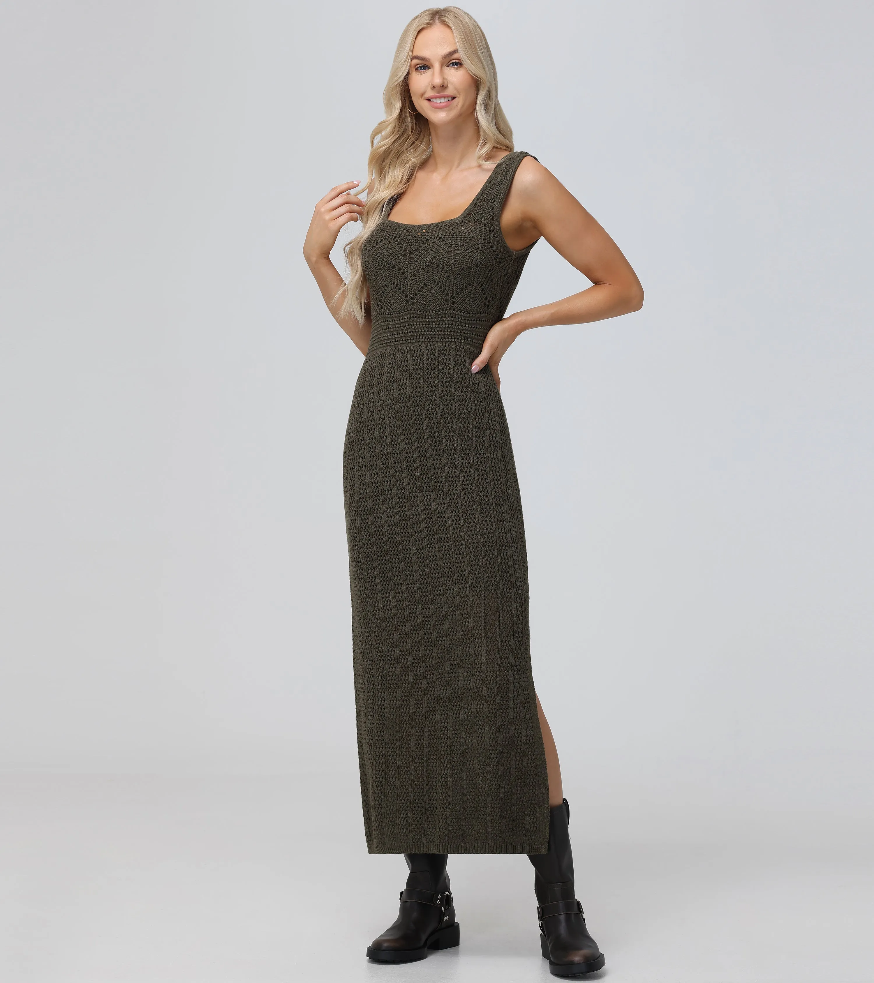 Open Stitch Maxi Sweater Dress