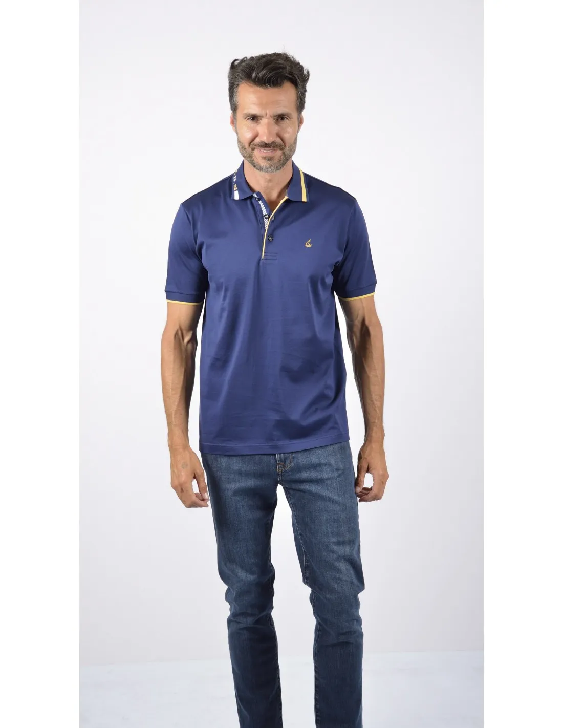 Polo Filo Scozia bluette micro piquet