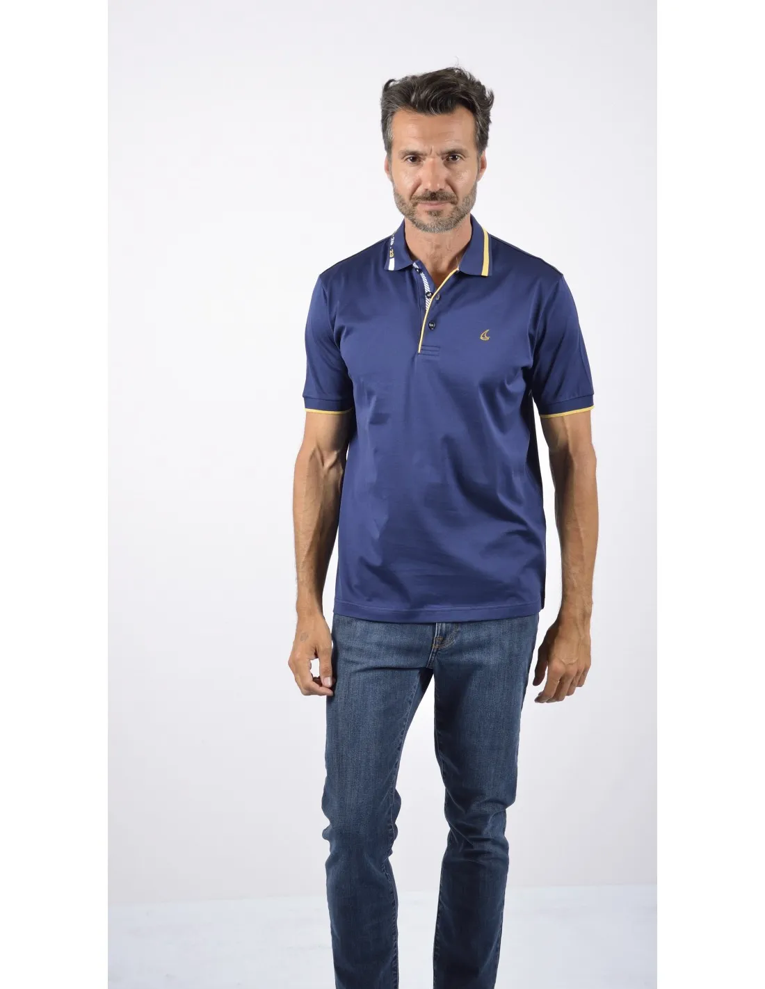 Polo Filo Scozia bluette micro piquet