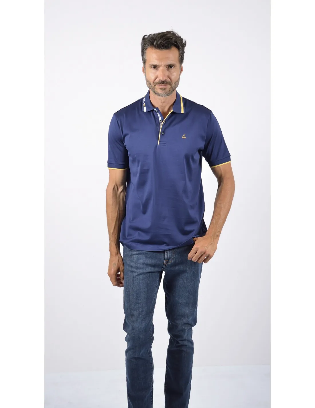 Polo Filo Scozia bluette micro piquet