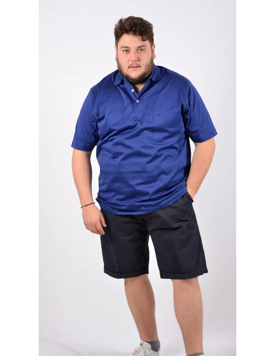 Polo Filo Scozia taglie comode bluette .