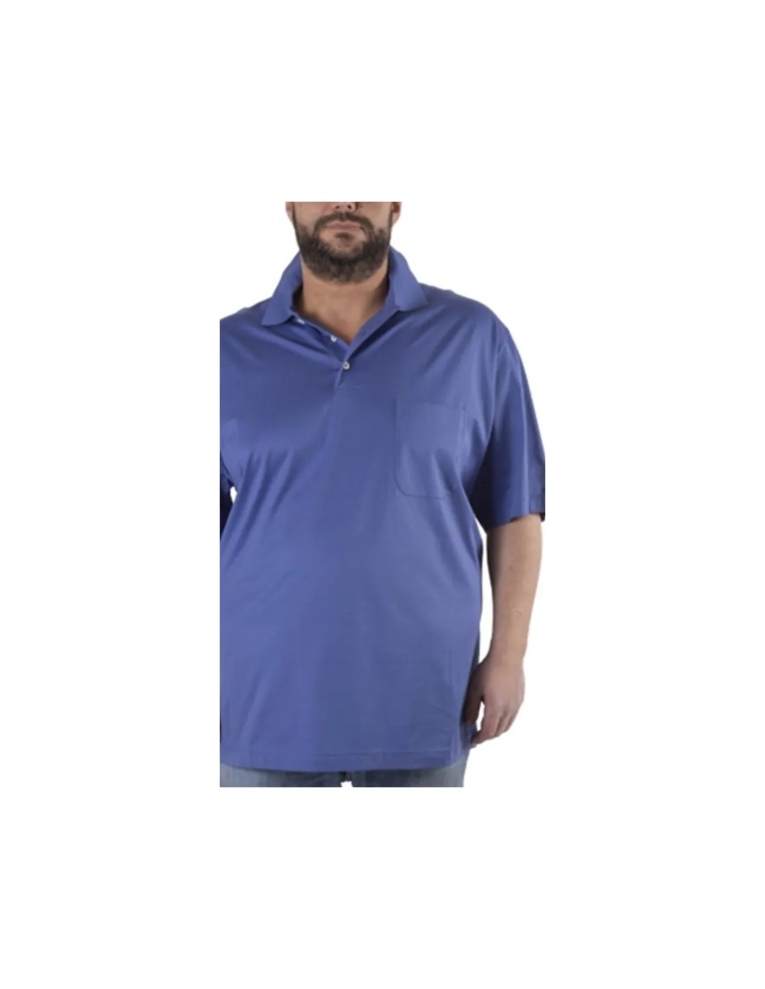 Polo Filo Scozia taglie comode bluette .