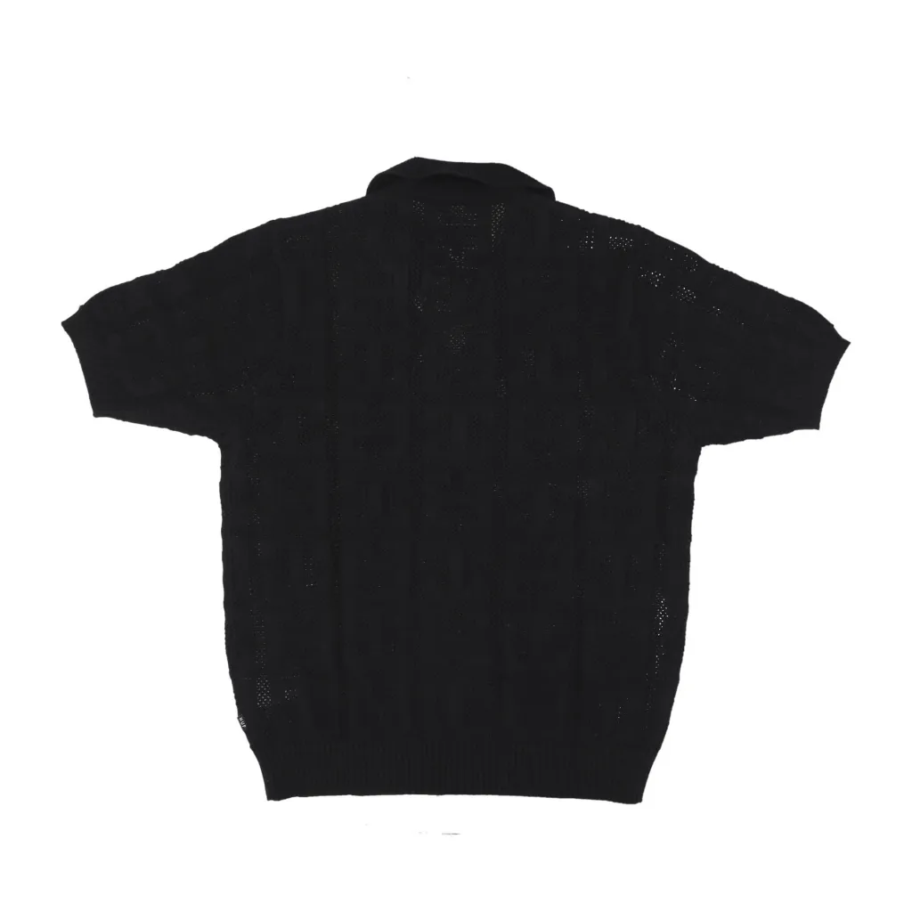 polo manica corta uomo monogram jacquard zip sweater BLACK