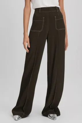 Reiss Kylie - Pantaloni ampia con cuciture a contrasto    